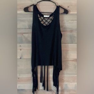 Black Fringe Top